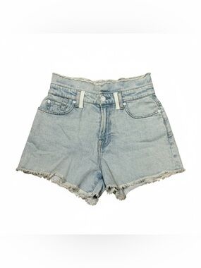7 For All Mankind Frayed Waist Cut Off Denim Shorts in Light Blue Size 25